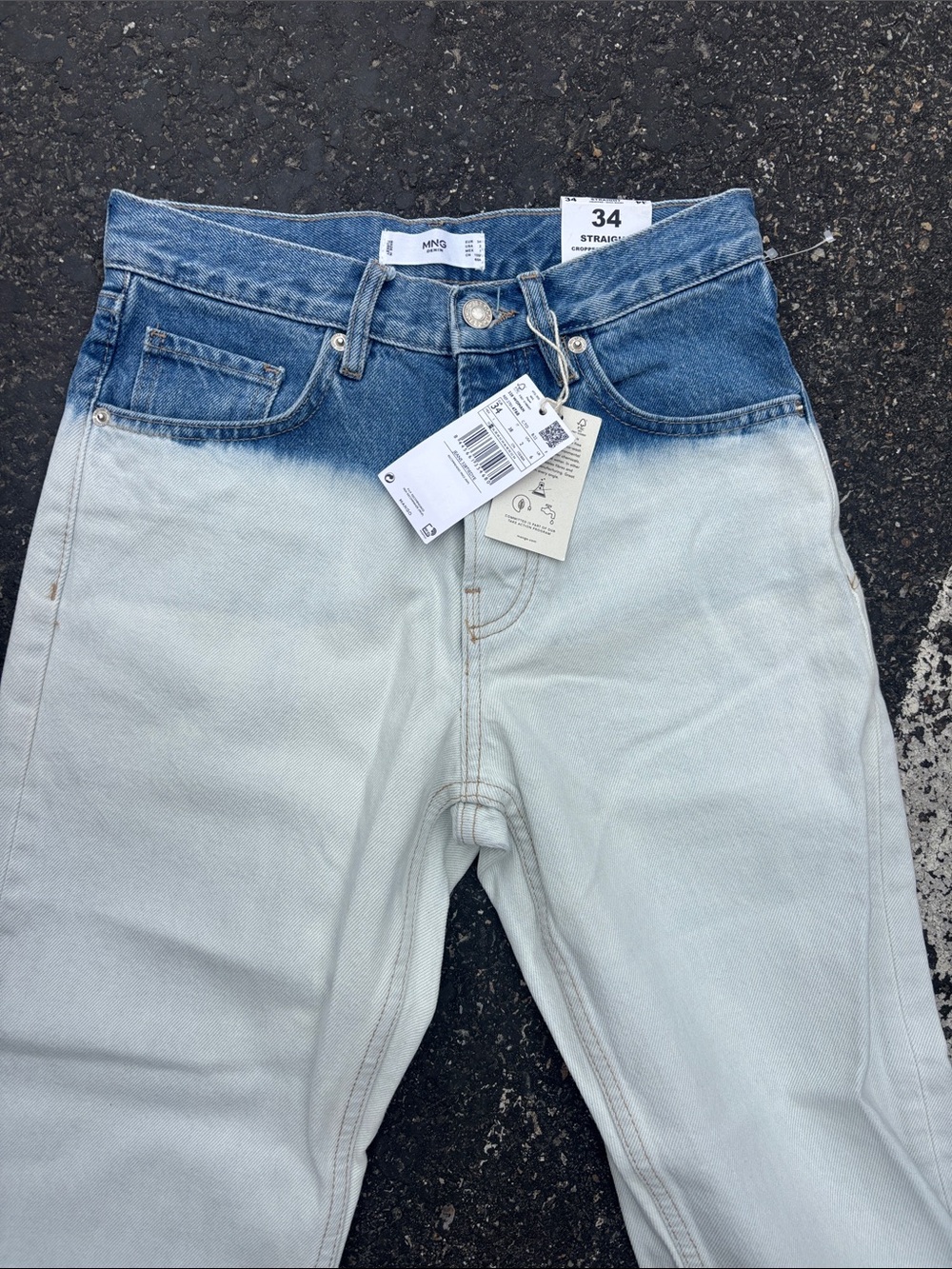 Mango Women’s High-Rise Two-Tone Jeans - Dark Blue/Light Blue